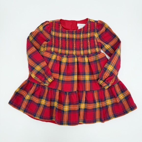 Tahari Other - Tahari Toddler Girl’s Plaid Long Sleeve Tiered Dress Red Blue Yellow White 2T